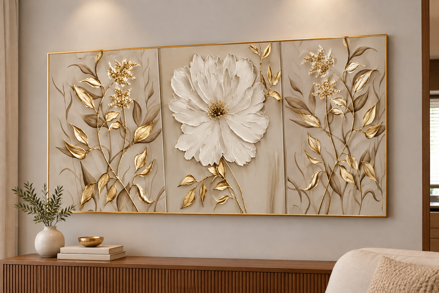 تابلو برجسته ۳ لت شکوفه سلطنتی royal bloom✨