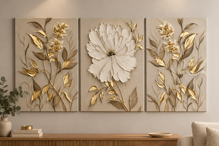 تابلو برجسته ۳ لت شکوفه سلطنتی royal bloom✨